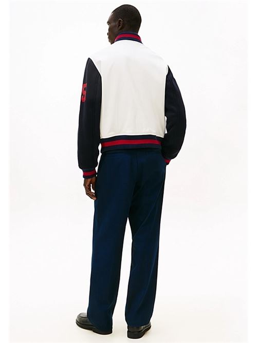 Giacca college relaxed fit in pelle con logo Tommy Hilfiger | MW0MW41866Z00.Z00